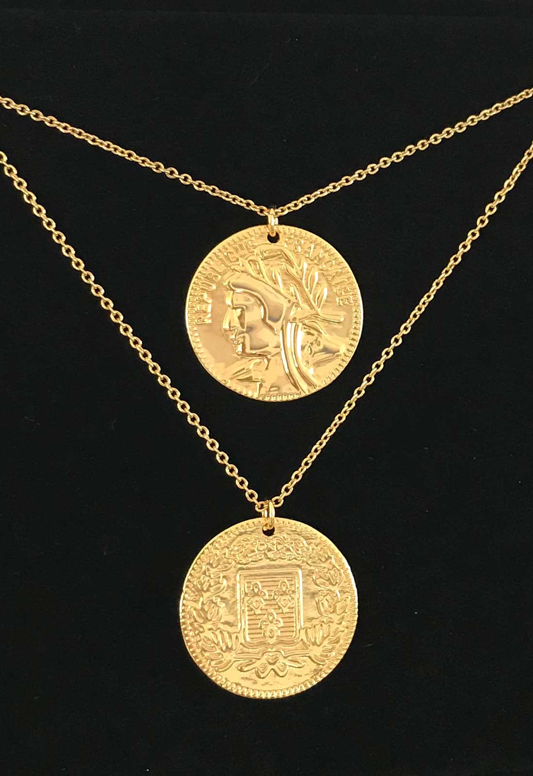 Gold Lunar Gold Double Coin Layered Necklaces-66493