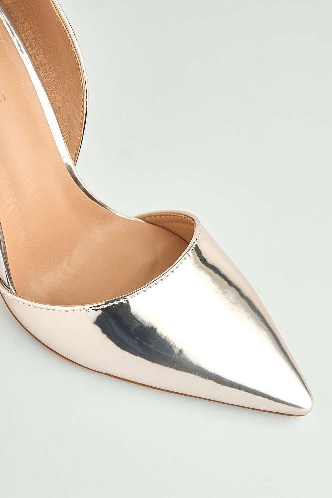 Miss Diva Silver Milaya Cut-out Side Pointed Toe Court Shoes