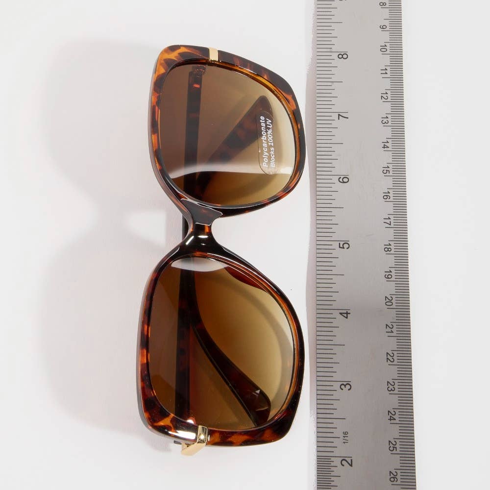 Oversized Square Gold Temple Accent Sunglasses: ASSORTED