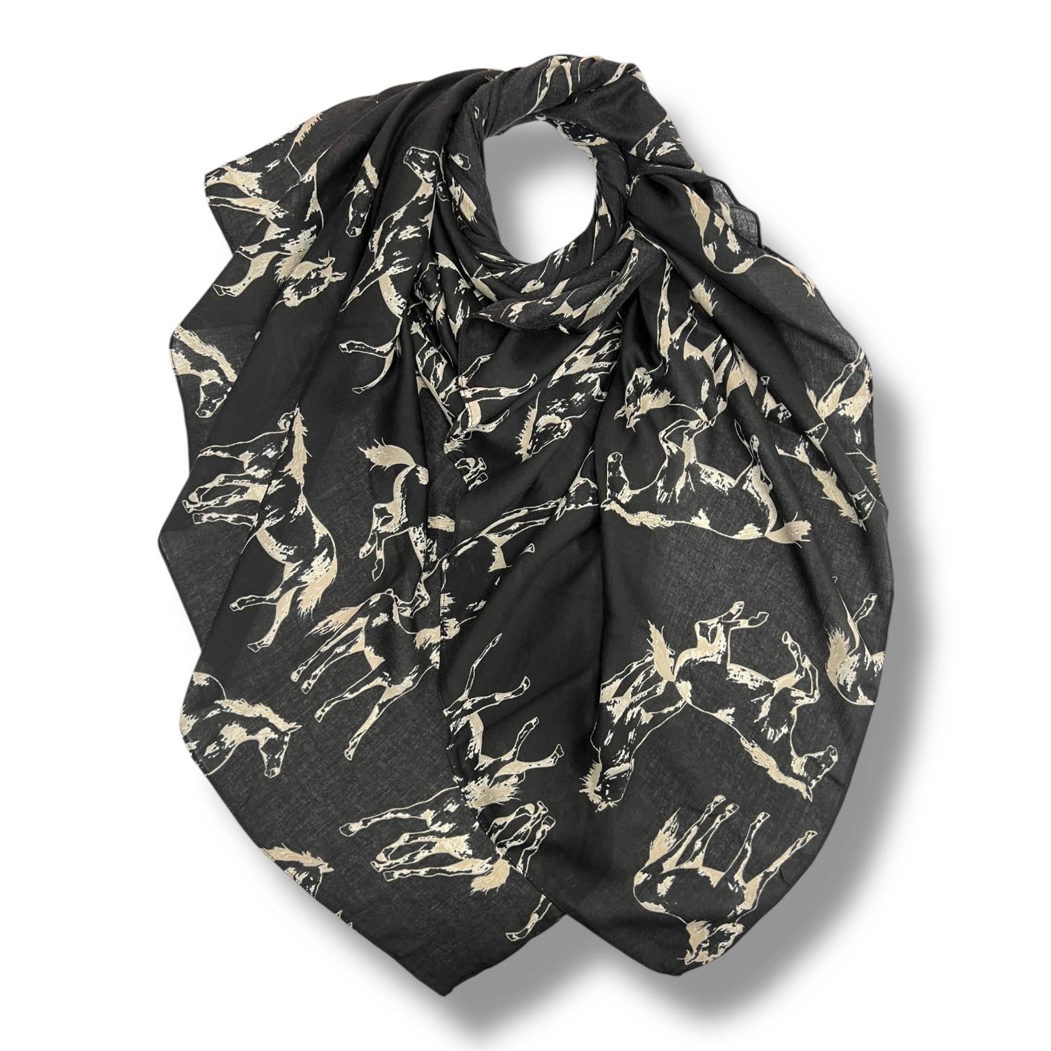Soul Of Sita Horse Print On Solid Canvas: Black