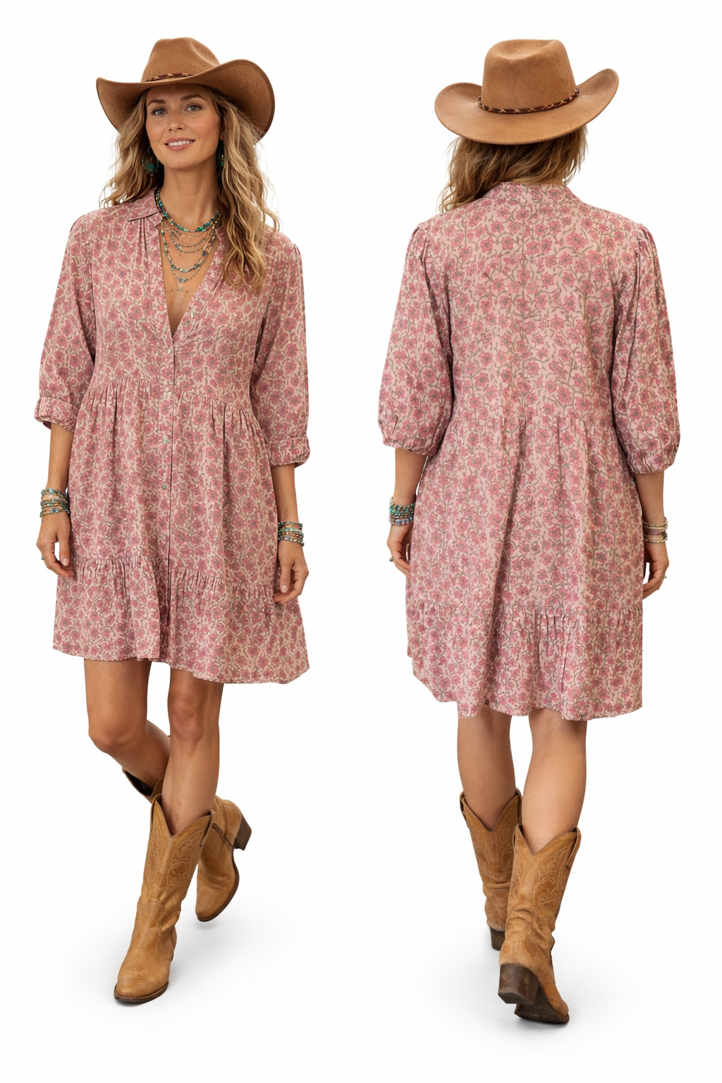 Soul Of Sita Sadie Mandarin Collar Short Dress Pink