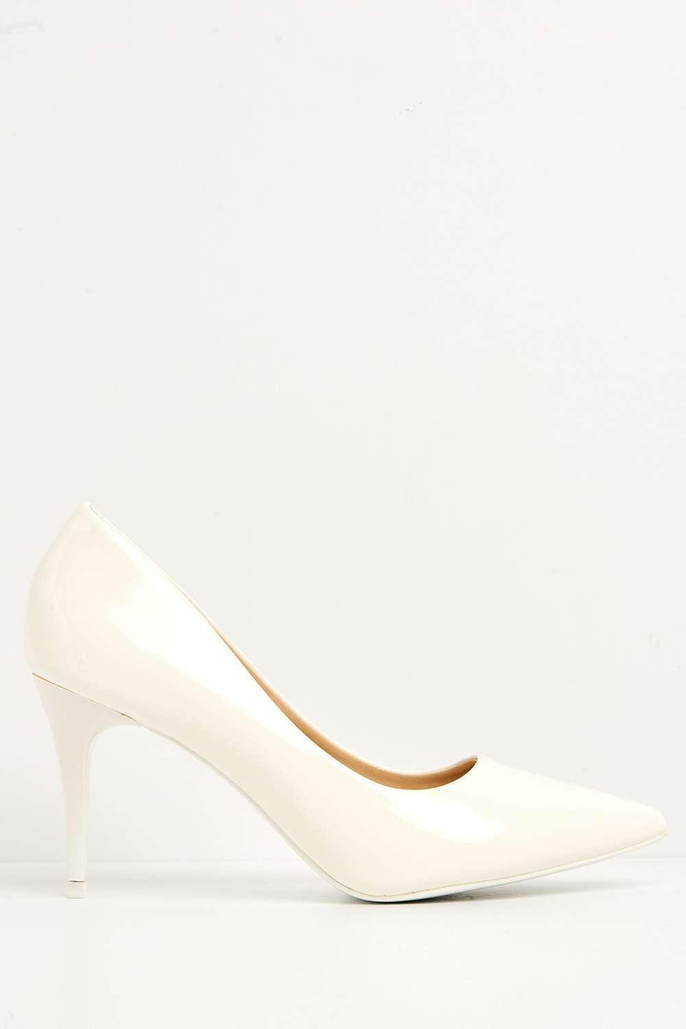 Ingrid Pointed Toe Court Heels in White Patent Heels Miss Diva