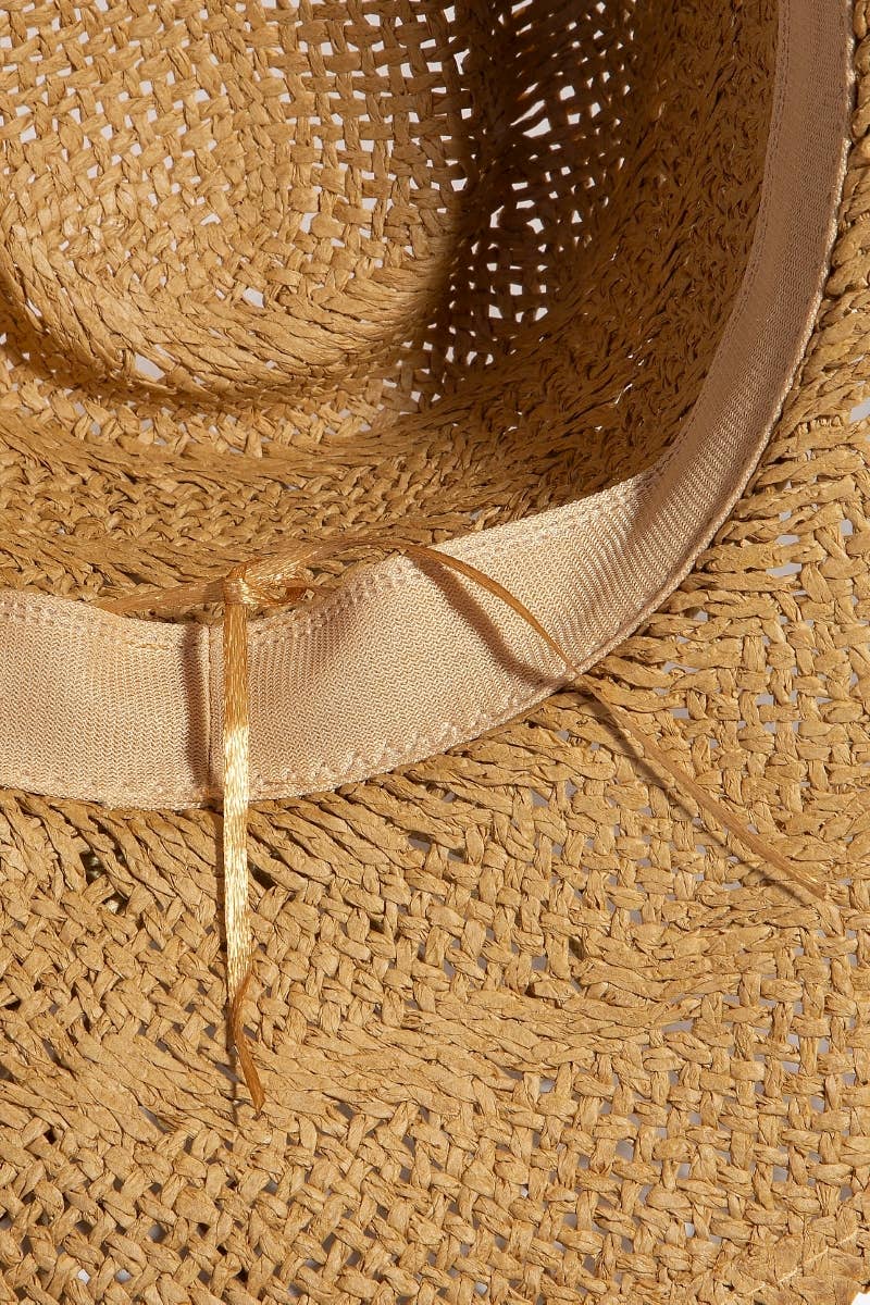 Soul Of Sita Mixed Beaded And Rope Western Fedora Straw Hat: Ka