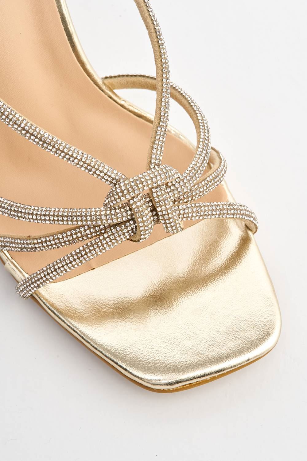 Miss Diva Elliana Diamante Embellished Heeled Sandals in Gold