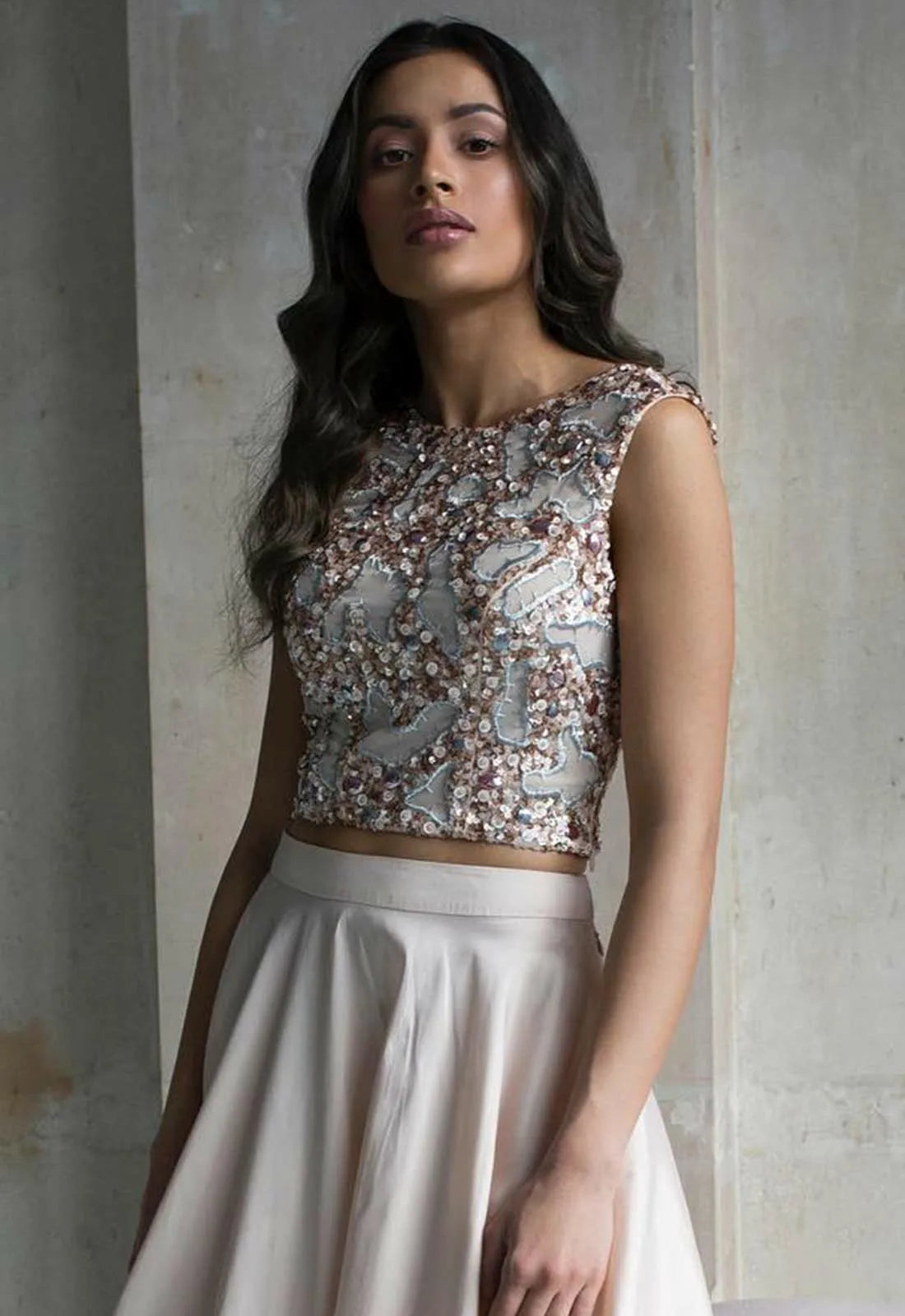 Raishma Embellished Crop Top in Blush-91138