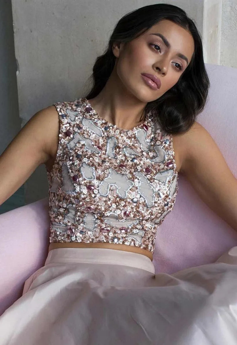 Raishma Embellished Crop Top in Blush