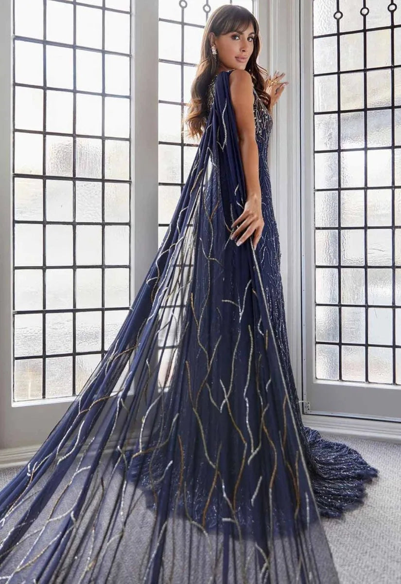 Raishma Mila Navy One Shoulder Maxi Dress