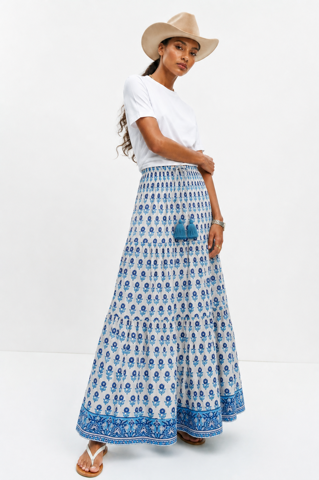 Soul Of Sita Maxi Gypsy Skirt In Woodblock Print