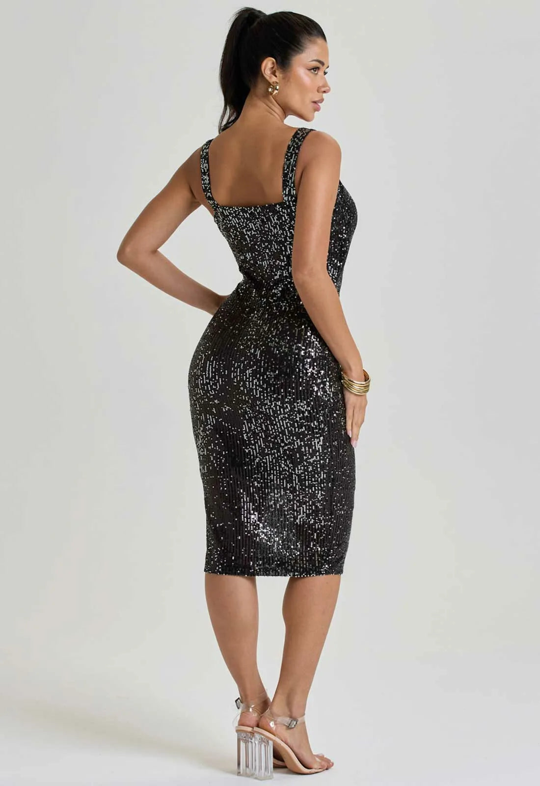 LBD Collection Gunmetal Black Ruby Sequin Dress