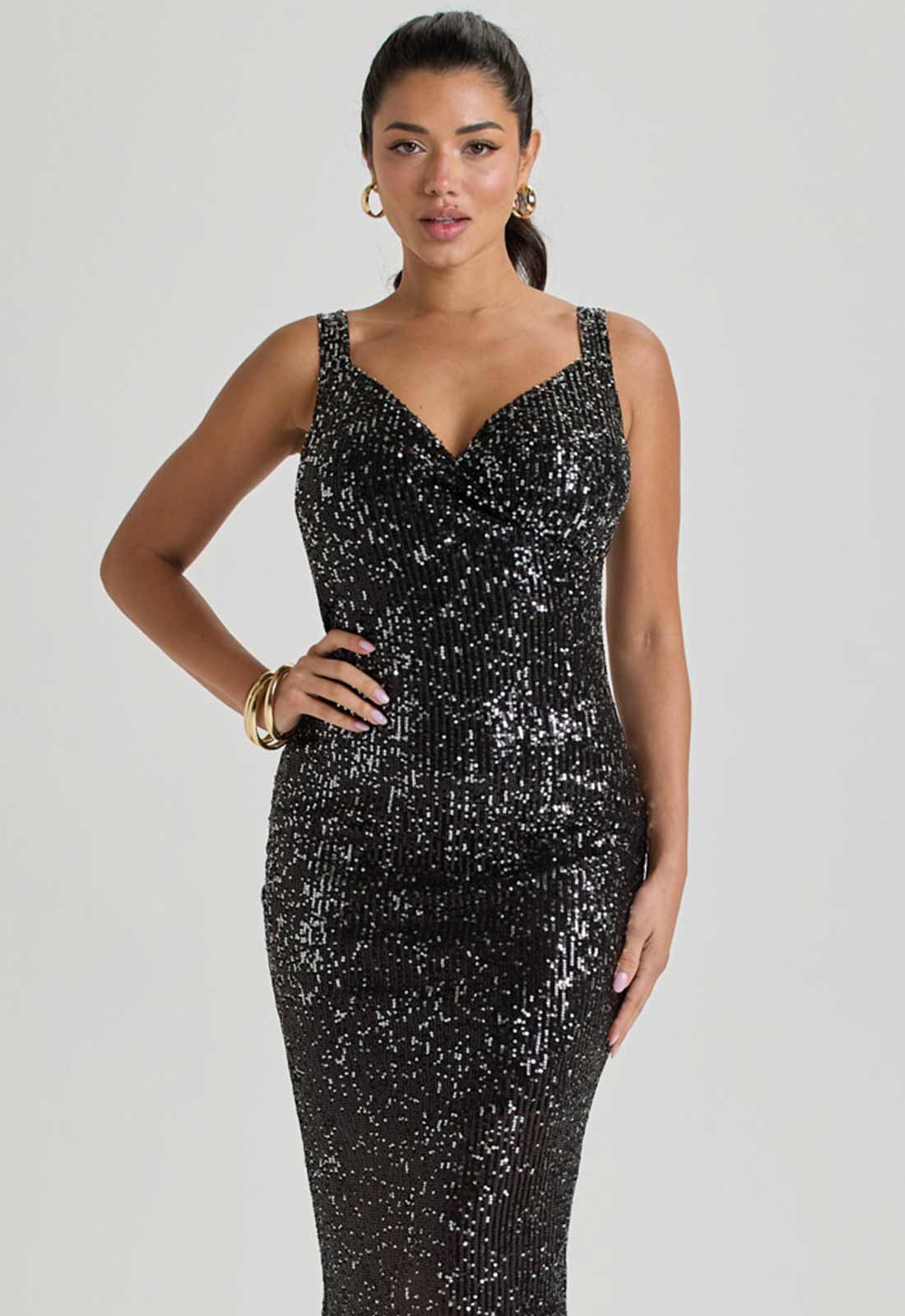 LBD Collection Gunmetal Black Ruby Sequin Dress