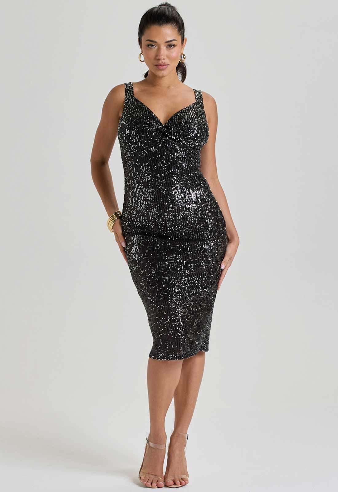 LBD Collection Gunmetal Black Ruby Sequin Dress