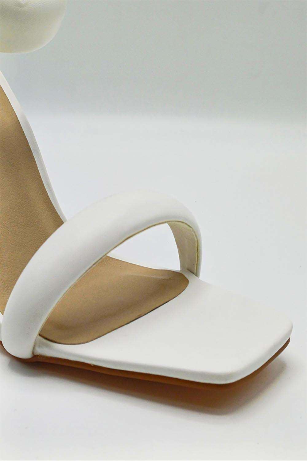 Miss Diva Ardeen Padded Stiletto Square Toe Heels in White