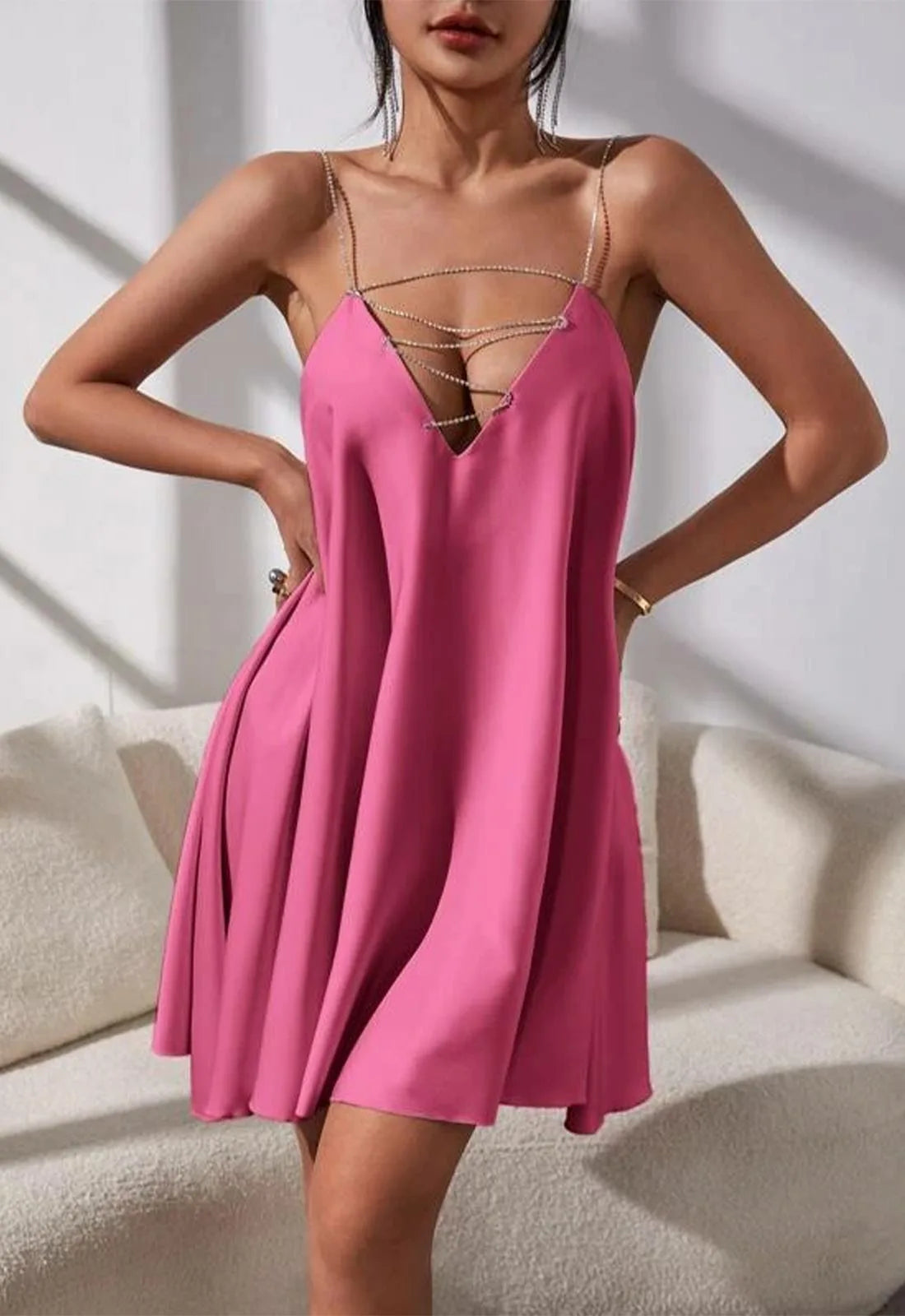 Nazz Pink Marbella Mini Dress-0