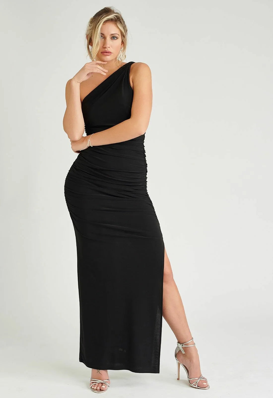 Revie For Little Black Dress Angelina One Shoulder Bodycon Dress in Black