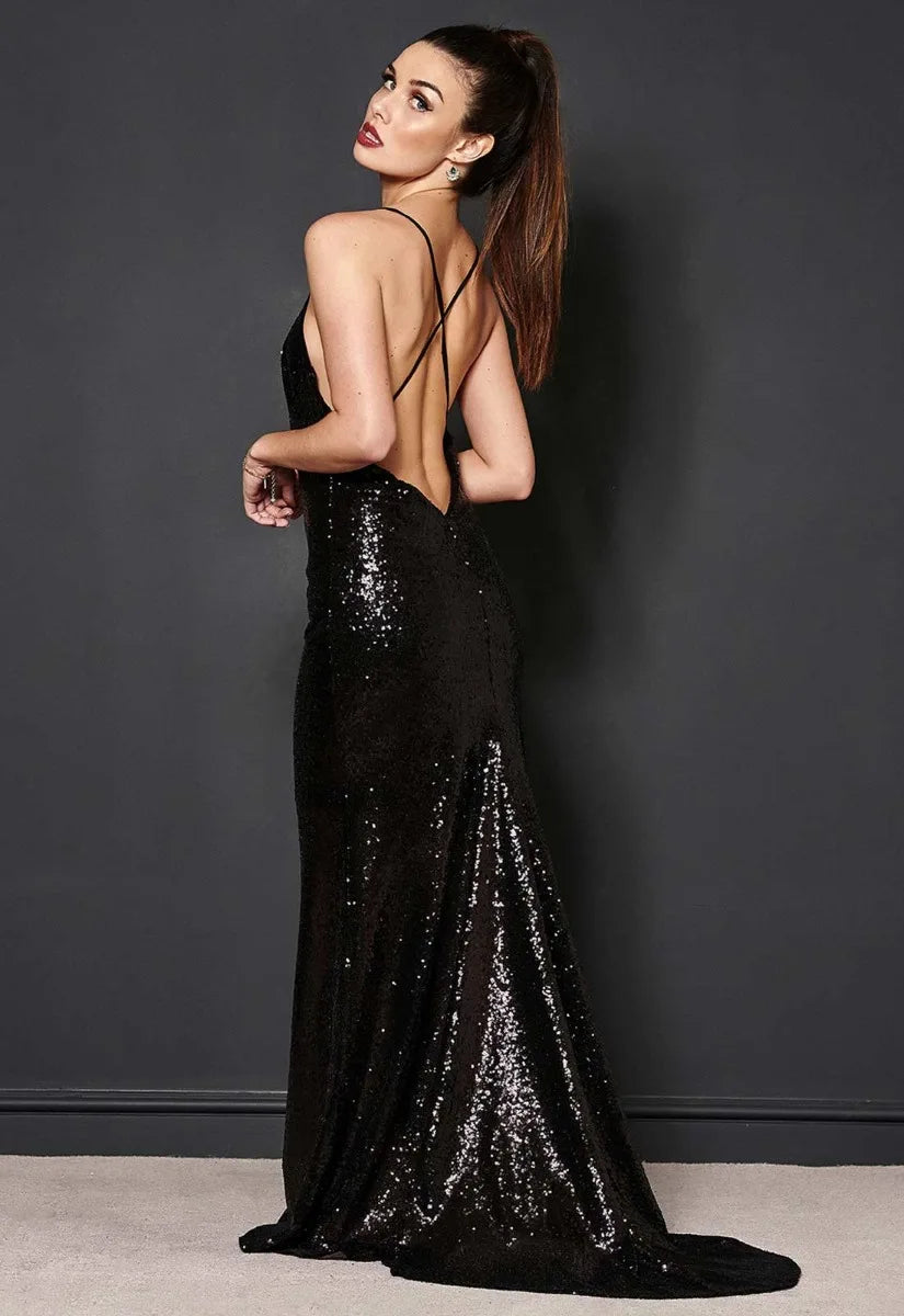 Revie London EXCLUSIVE Black Jayne Maxi Dress