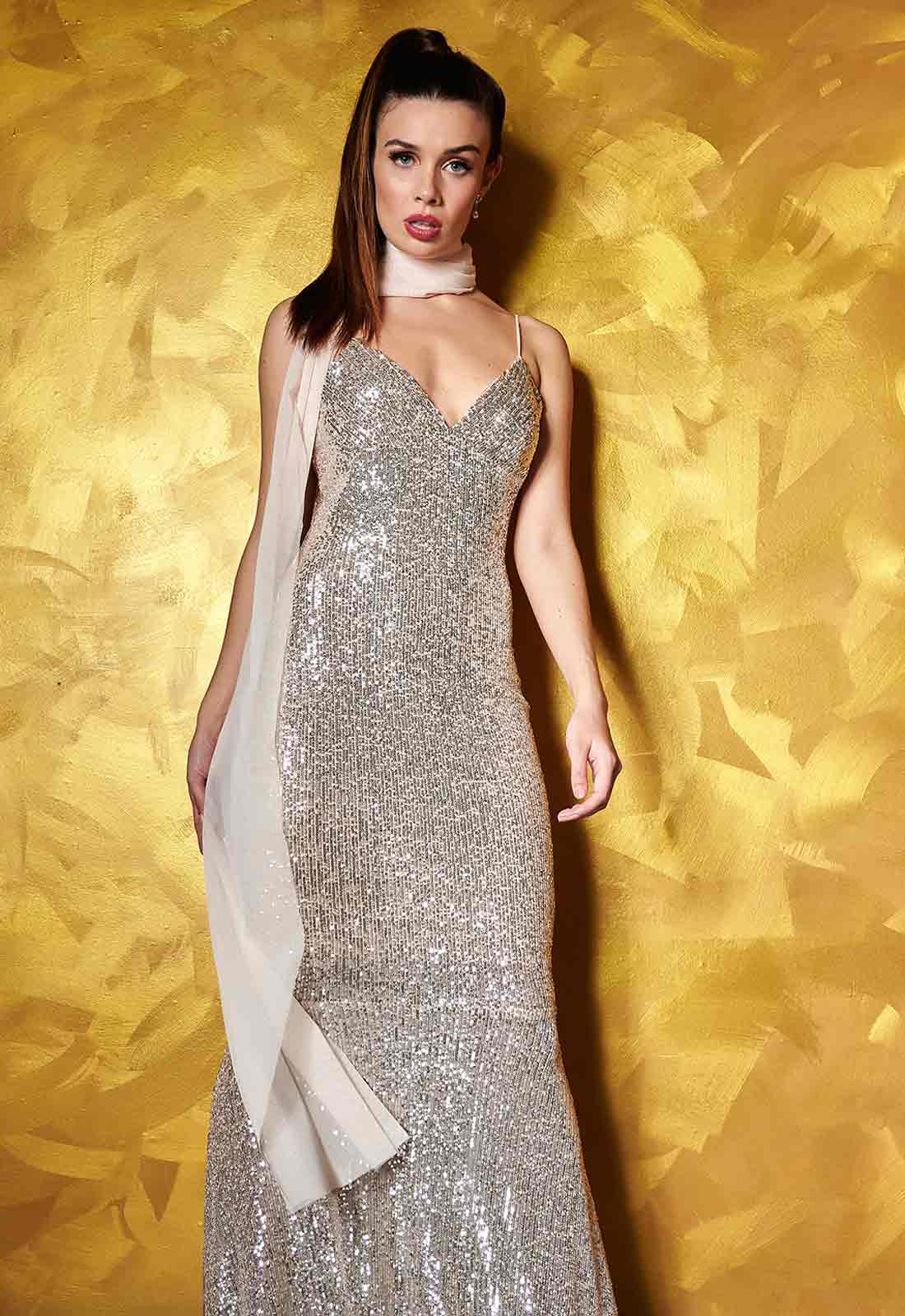 Revie London EXCLUSIVE Marilyn Gold Maxi Dress -68207