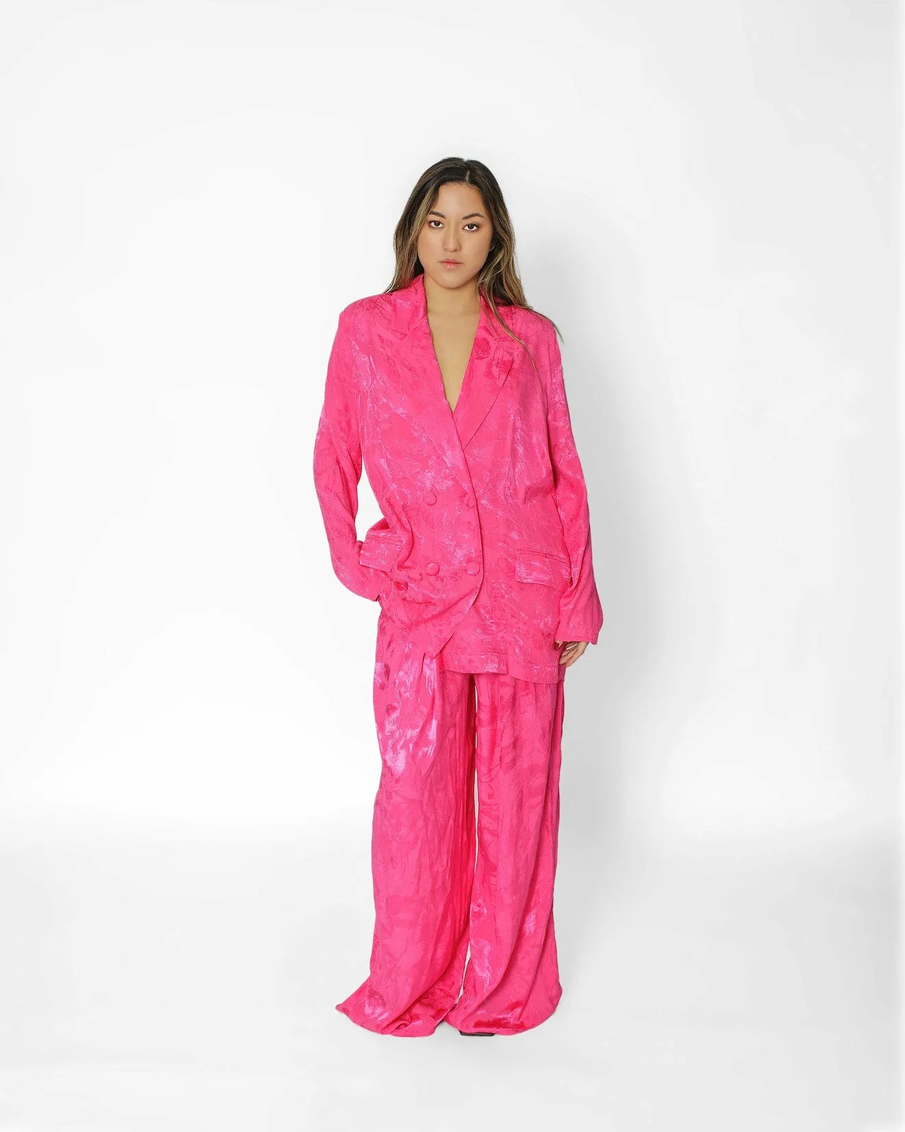 Josh And Nicol Lulu Premium Jaquard Oversized Trousersuit Pink