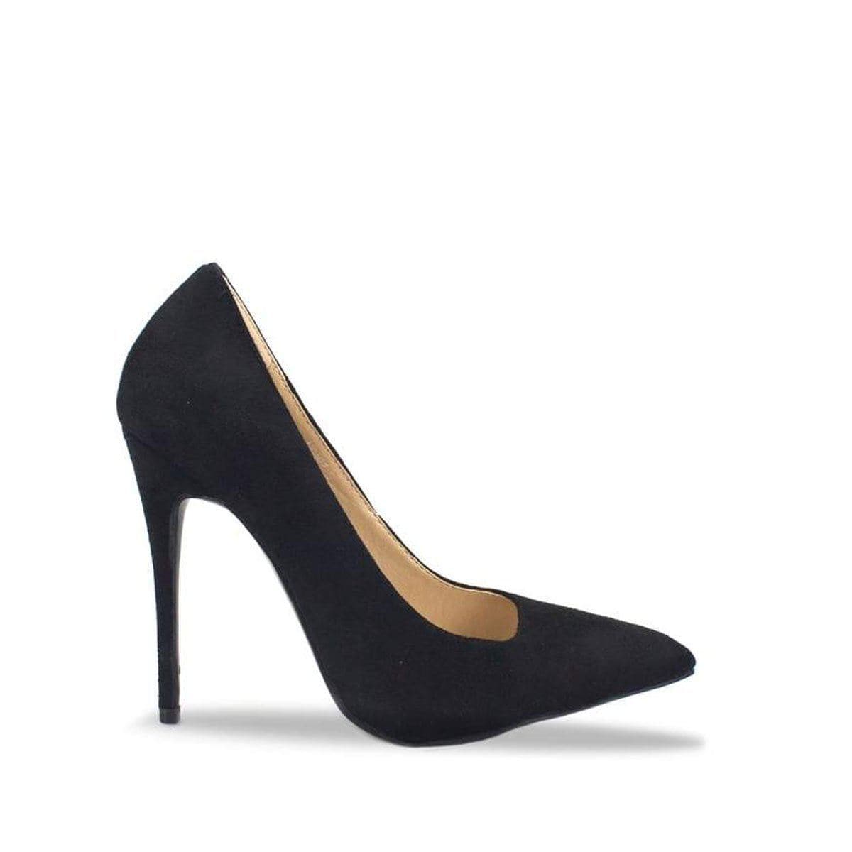 Mila High Stiletto Heel Court Shoe In Black Suede Heels Miss Diva