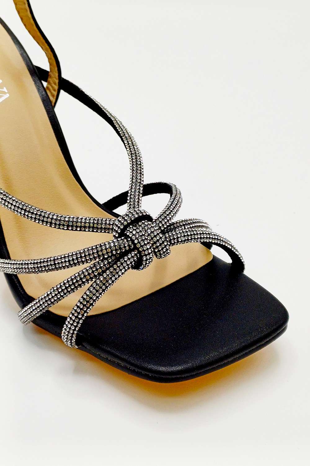 Miss Diva Black Elliana Diamante Heels