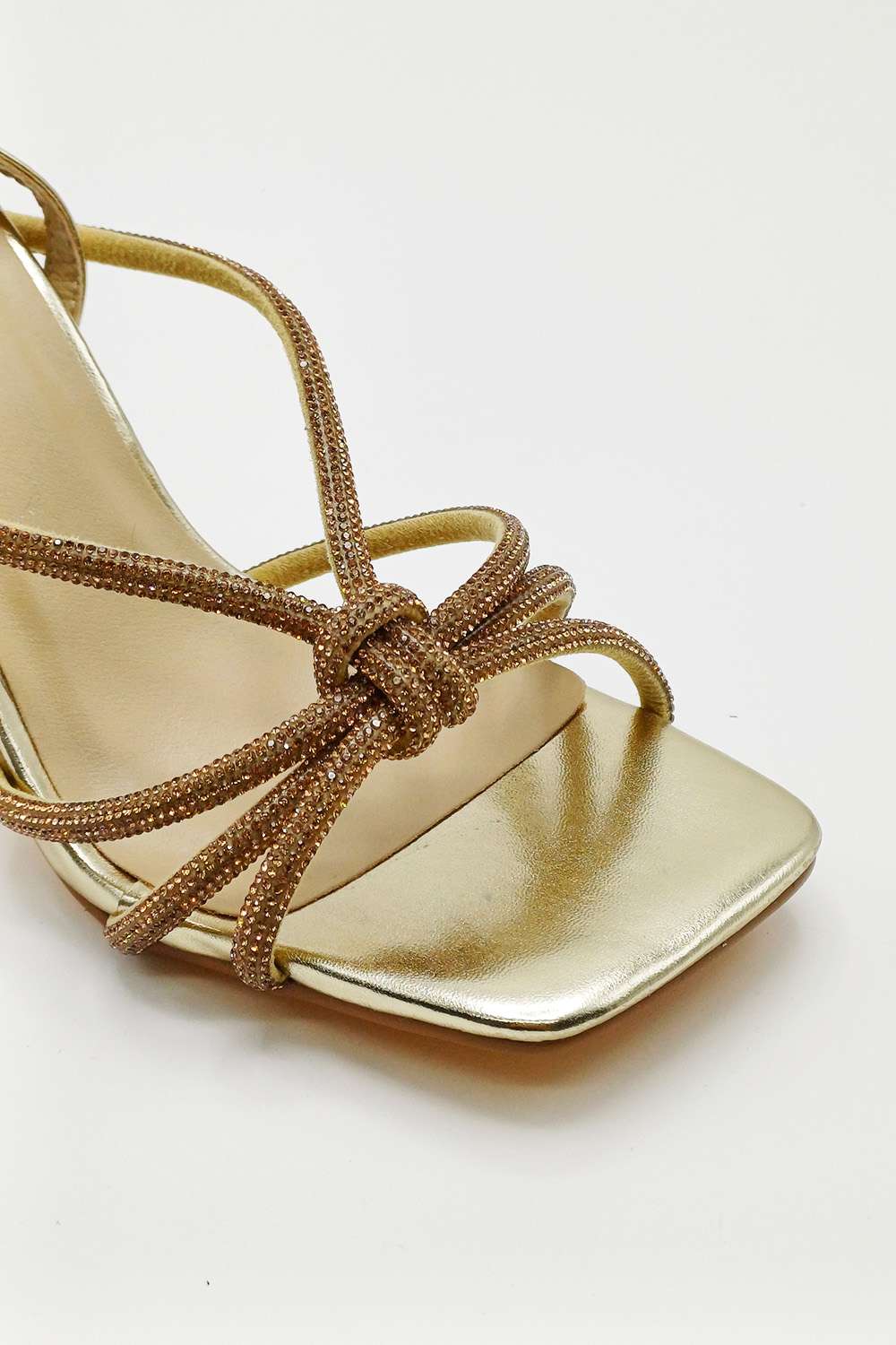 Miss Diva Gold Elliana Diamante Embellished Heeled Sandals
