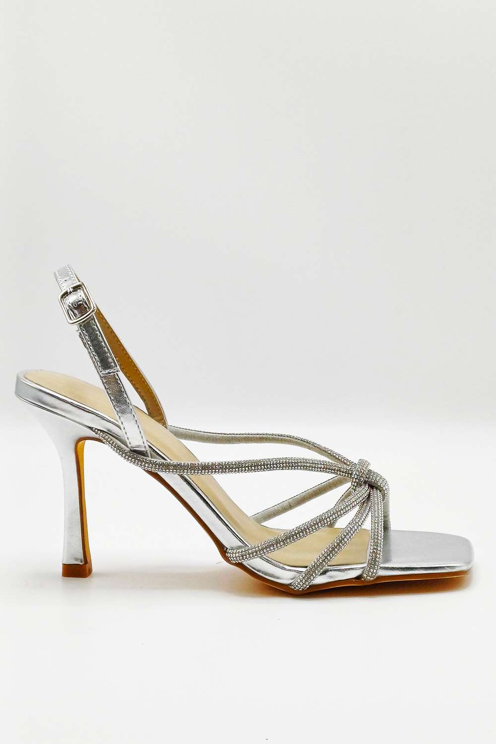 Miss Diva Silver Elliana Diamante Heels