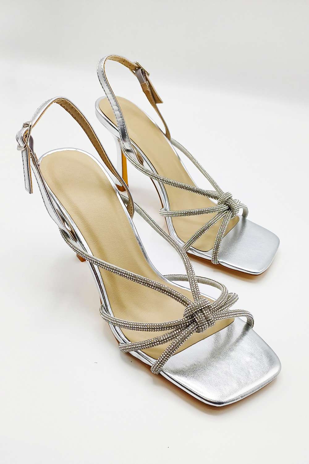 Miss Diva Silver Elliana Diamante Heels