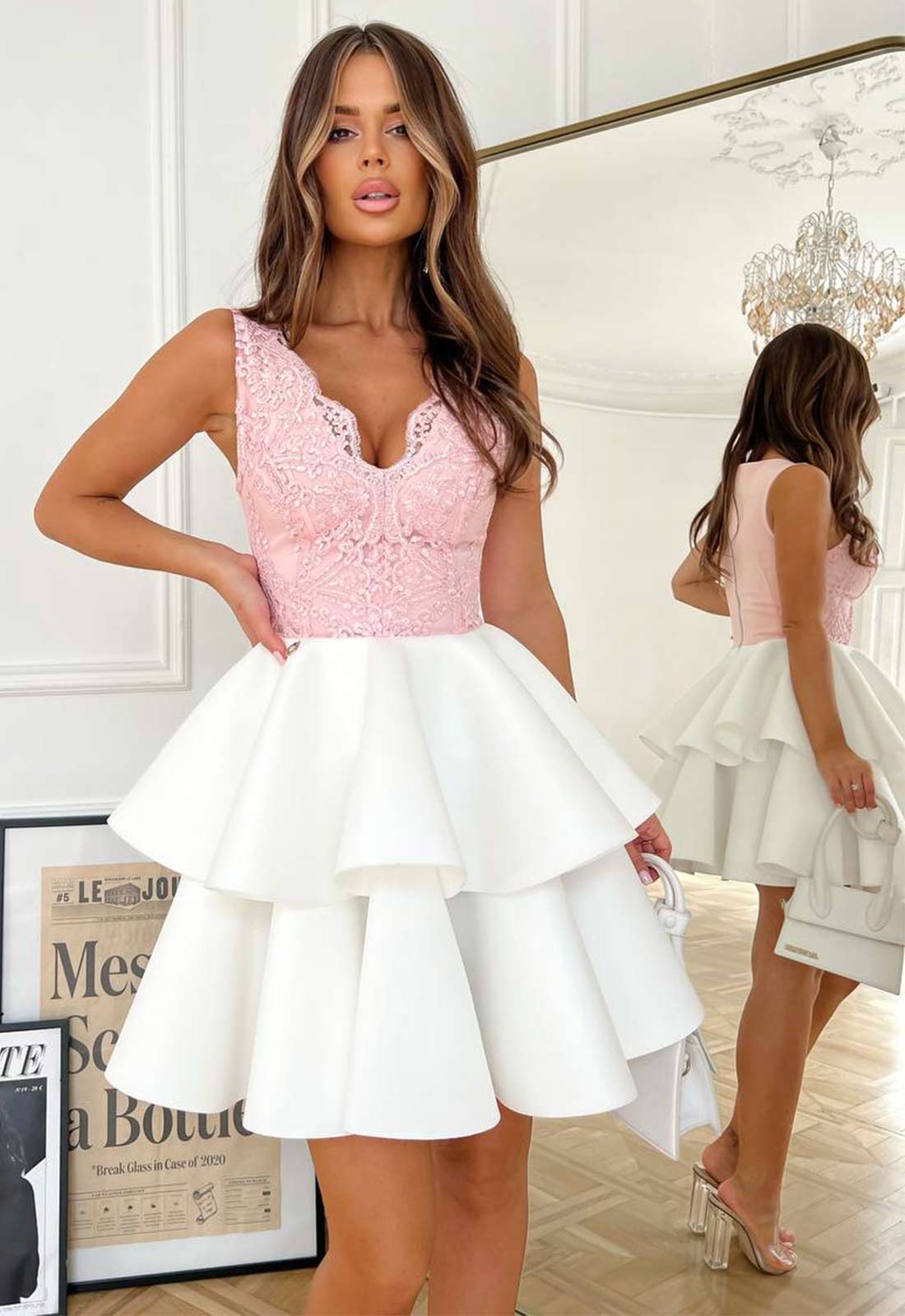 LBD Exclusive Baby Pink Lola Ruffle Dress