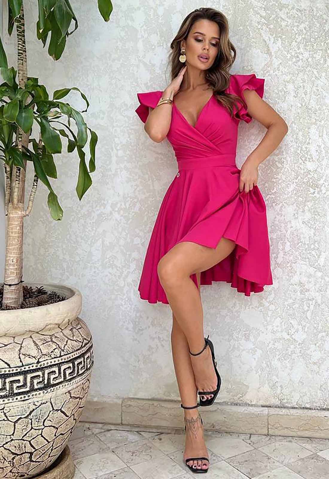 hot pink strapless prom dress Strapless Sexy Hot Pink V-neck Side-slit Mermaid Long Prom Dress, PD34 –  SposaBridal