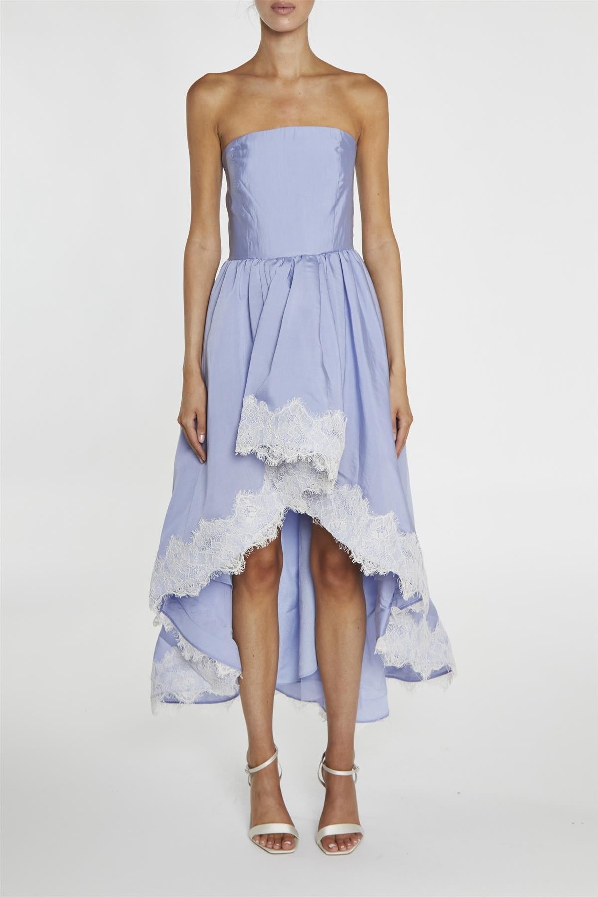 Palmer Cornflower-Blue Strapless Hi-Low Dress-image-1