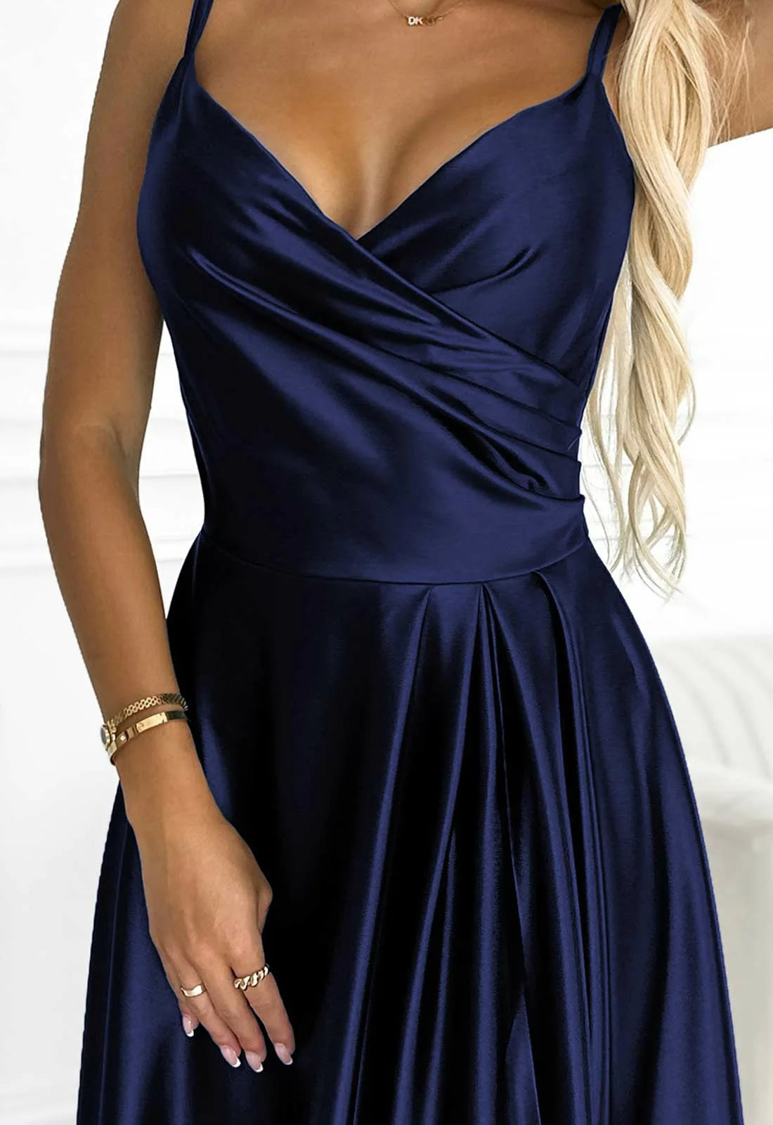 LBD Exc;lusive Blue Chiara Satin Maxi Dress