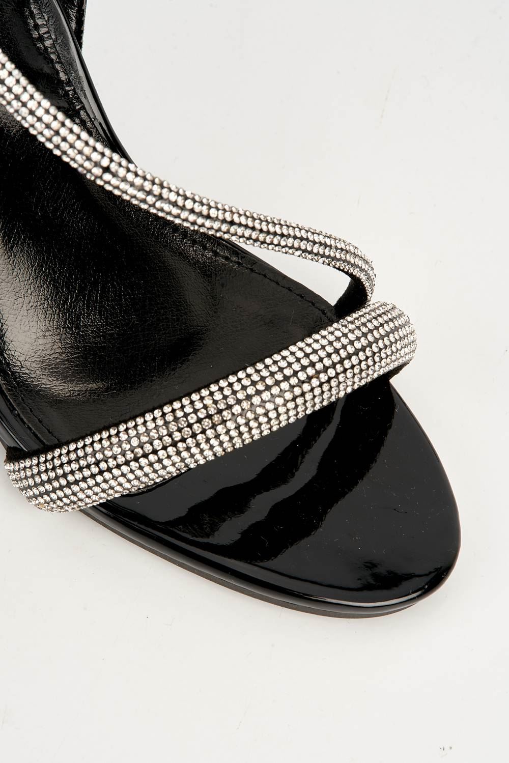 Elance Diamante Embellished Sling-Back Heeled Sandals in Black Heels Miss Diva