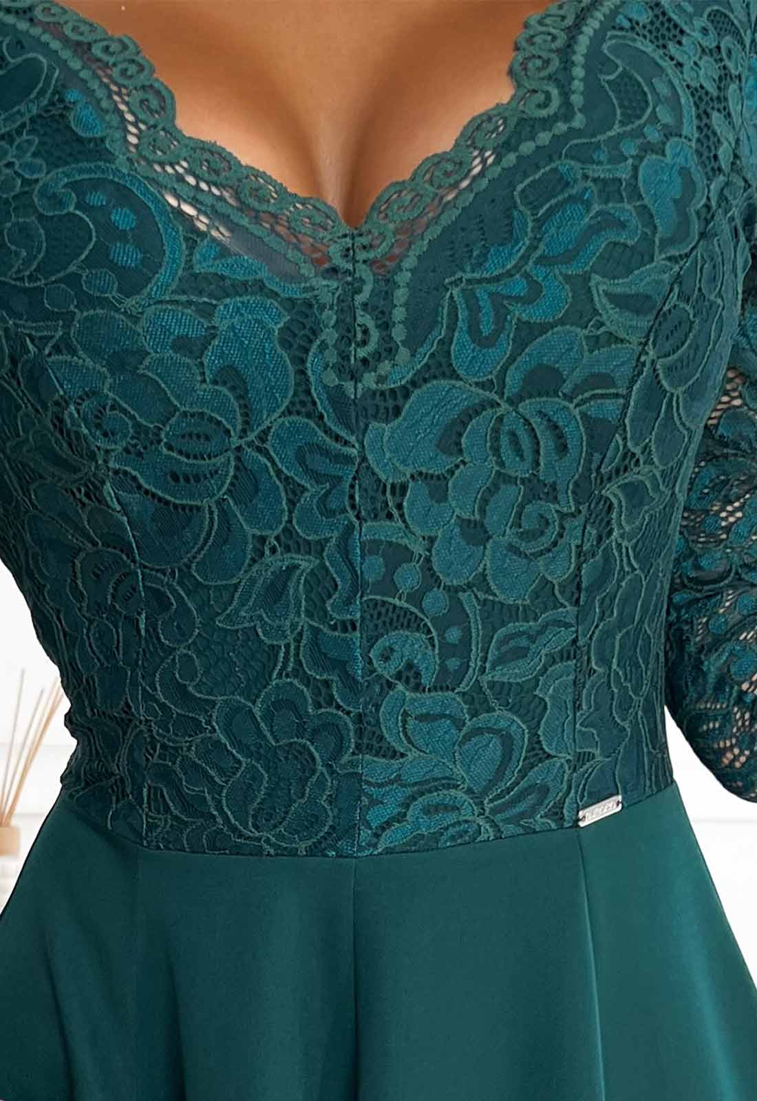 LBD Exclusive Green Amber Lace Dress