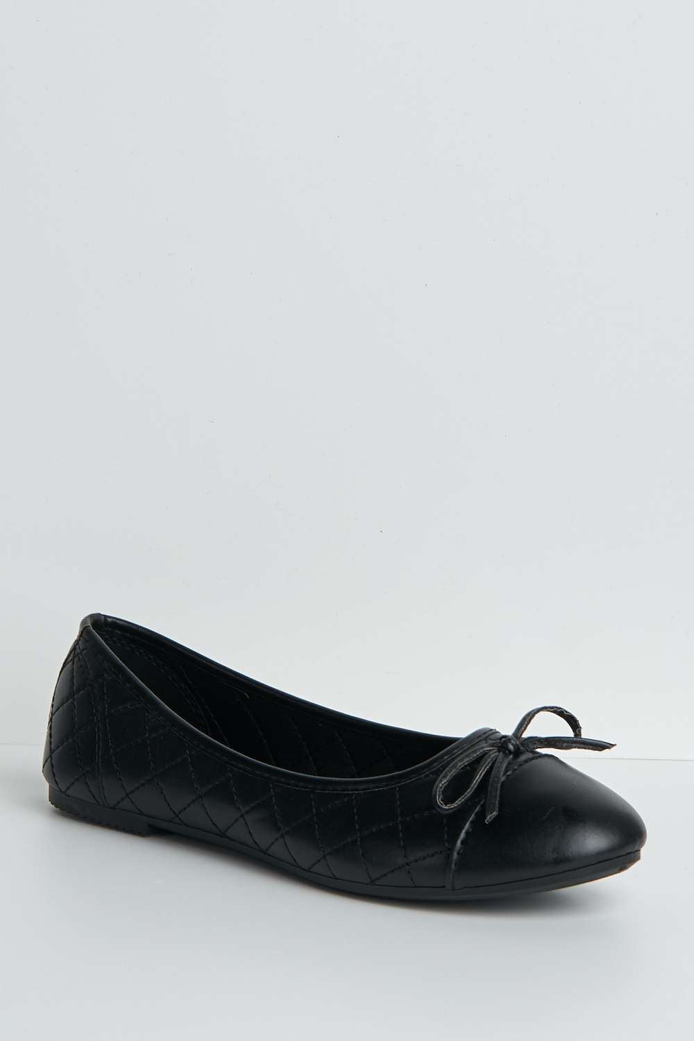 Miss Diva Black Arrica Bow Detail Flat Pumps