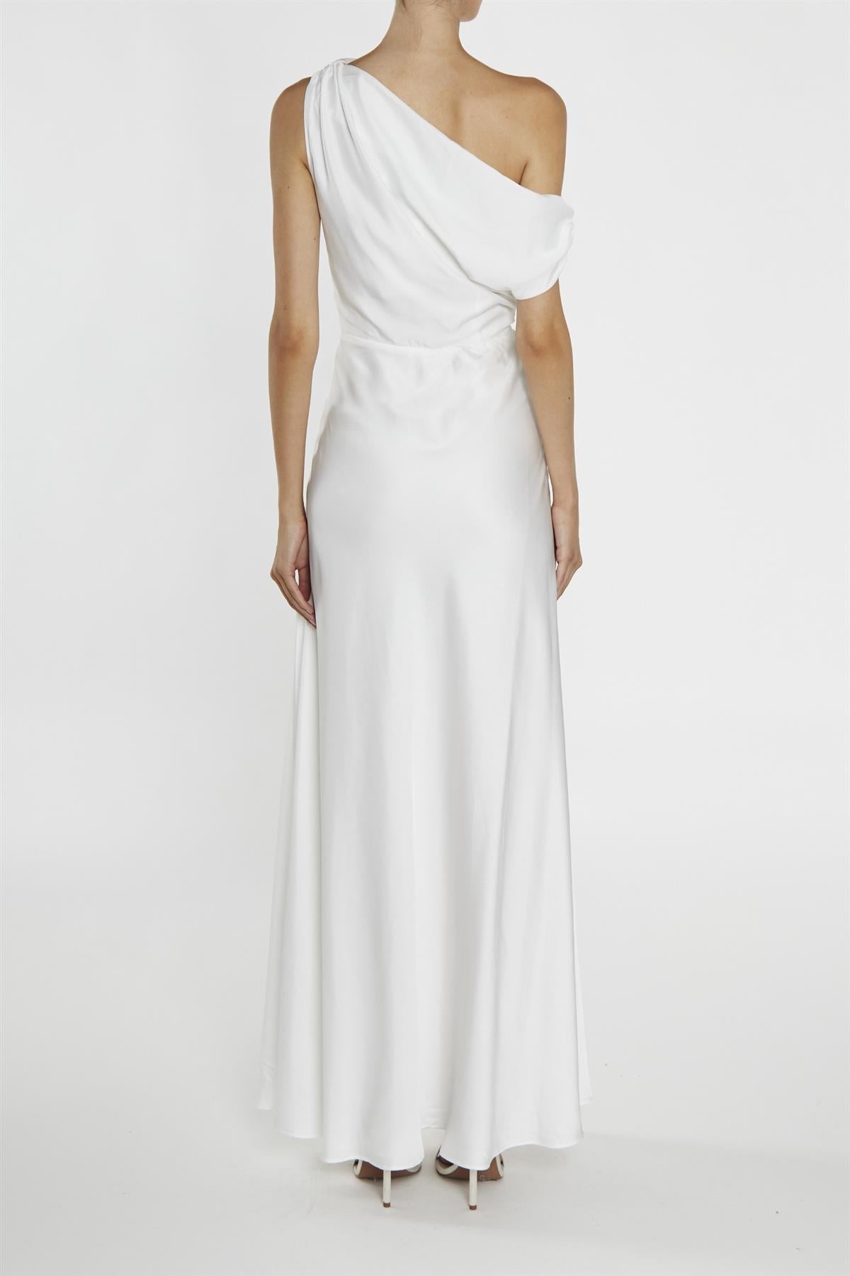 Elora White Asymmetric Cowl-Neck Maxi Dress-image-2
