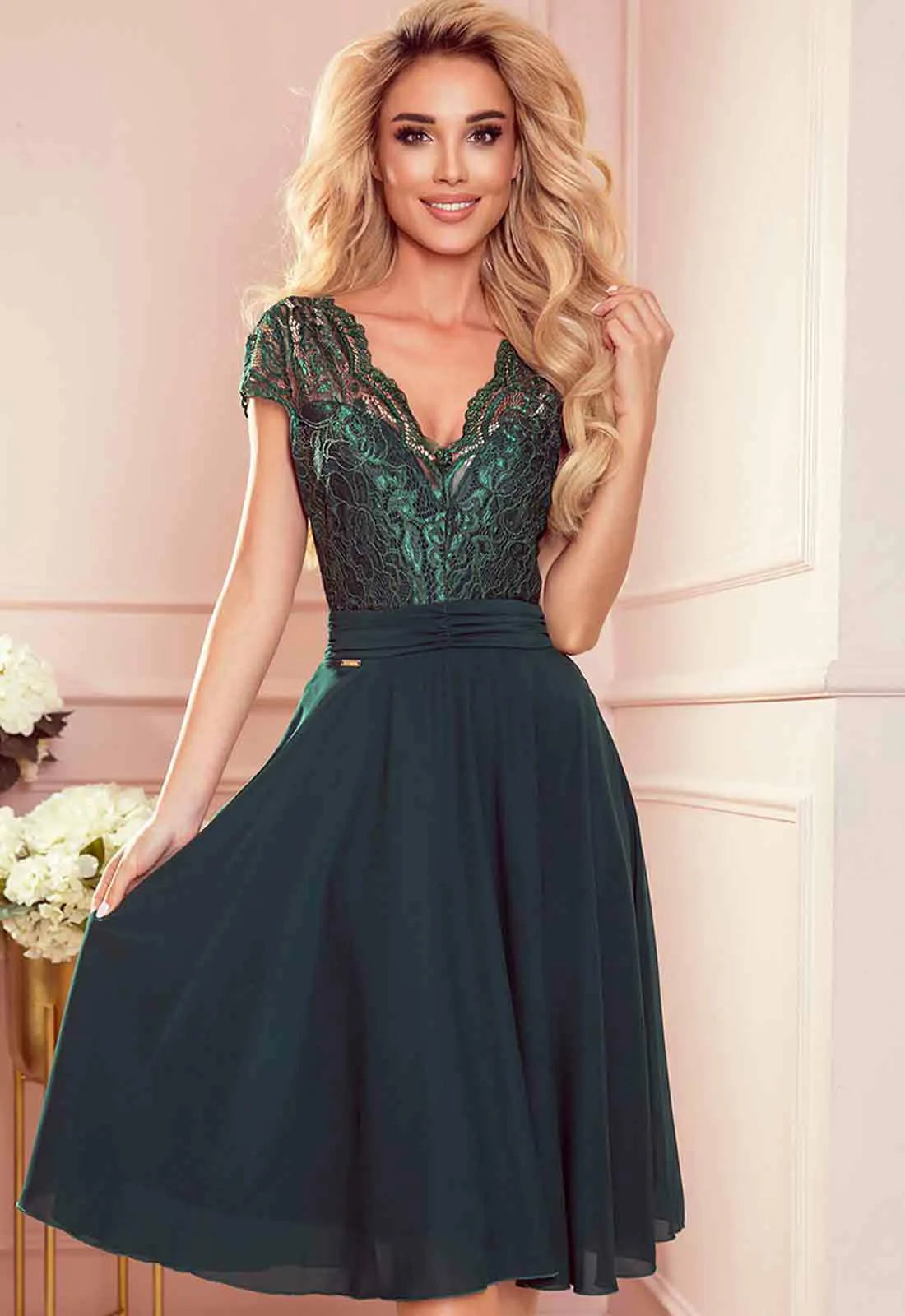 LBD Exclusive Green Linda Party Dress