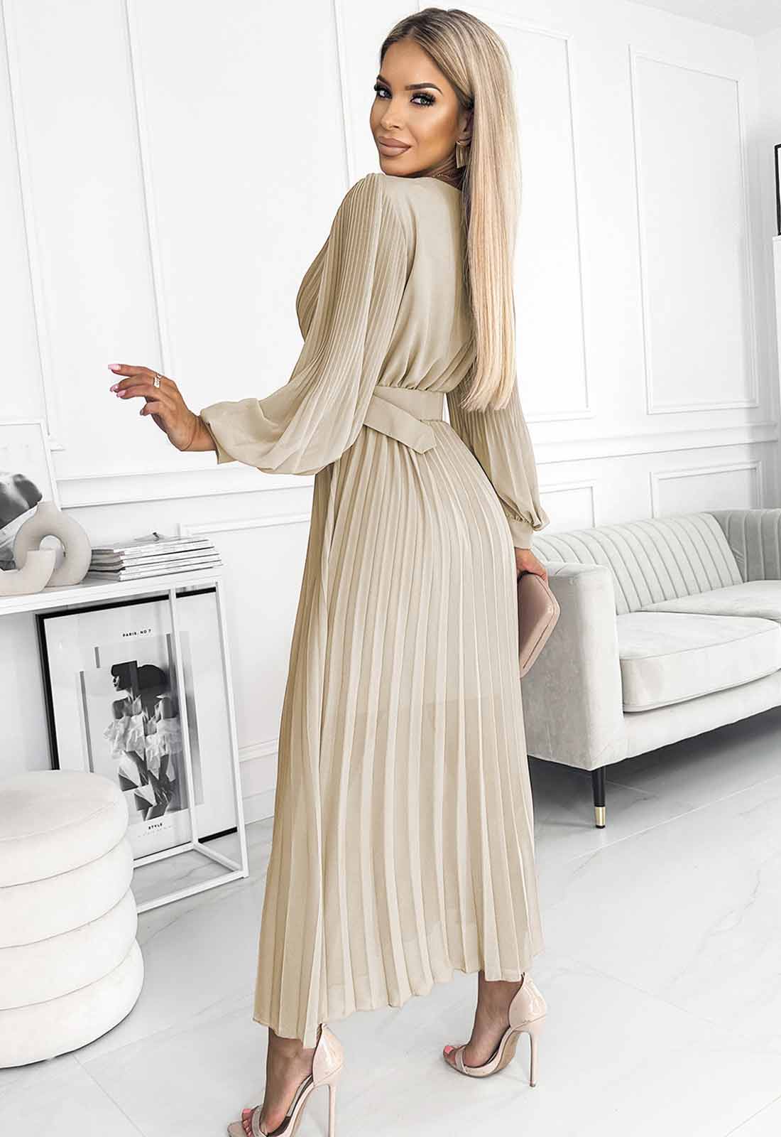 LBD Exclusive Beige Klara Pleated Dress