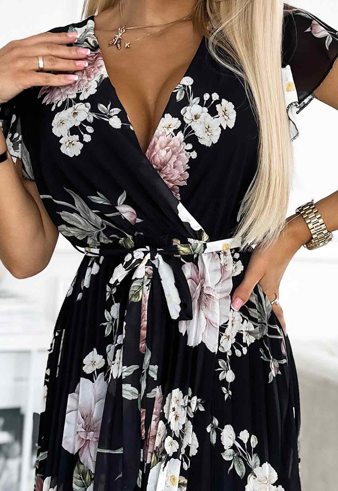 LBD Exclusive Lisa Spring Flowers on Dark Print Dress