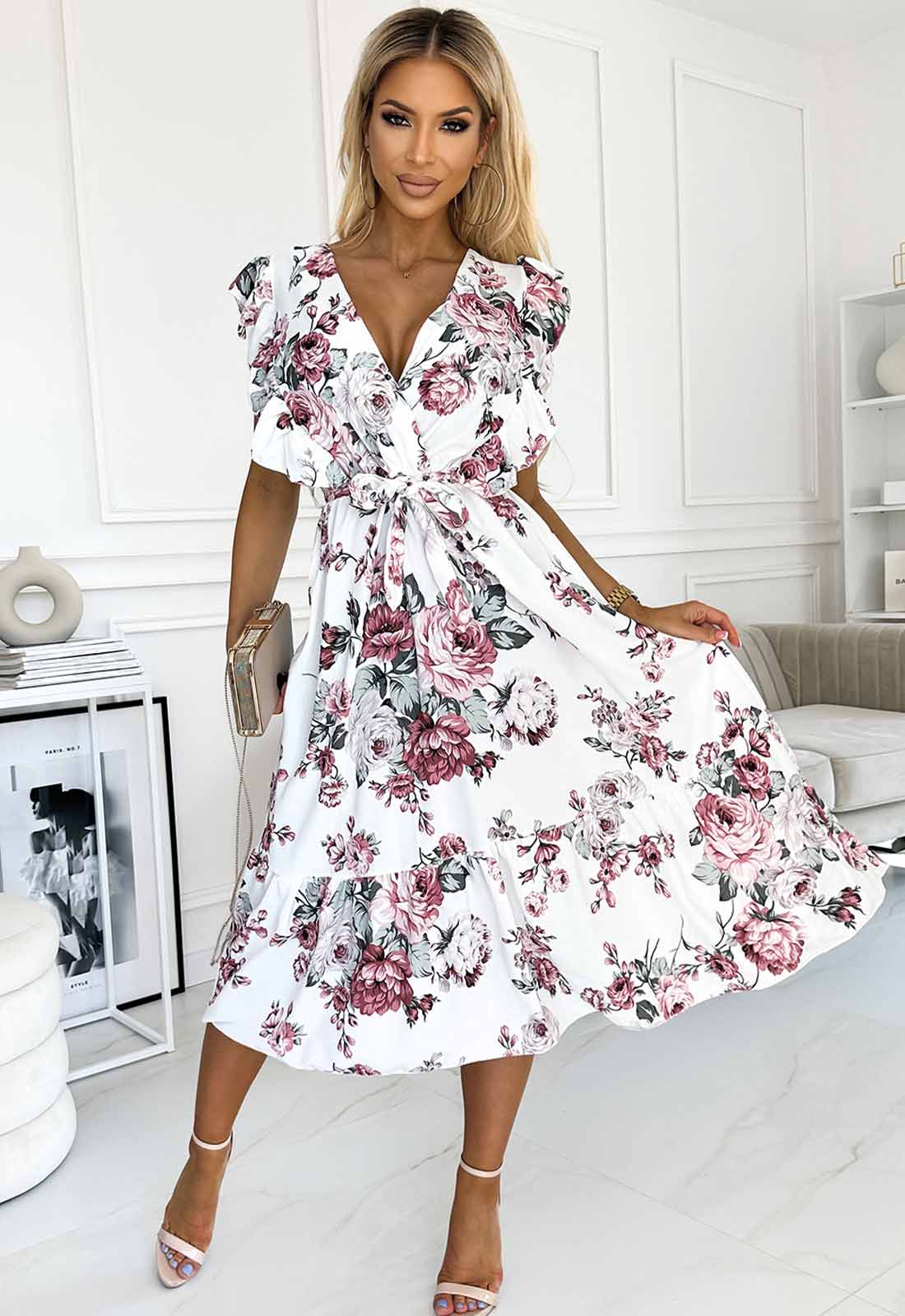 LBD Exclusive White Gabriella Print Dress