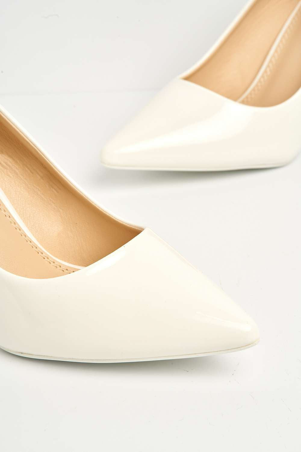 Ingrid Pointed Toe Court Heels in White Patent Heels Miss Diva