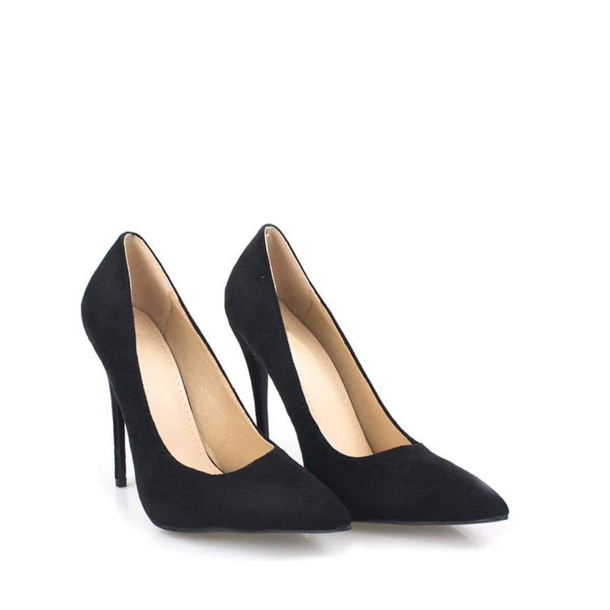 Miss Diva Mila High Stiletto Heel Court Shoe In Black Suede