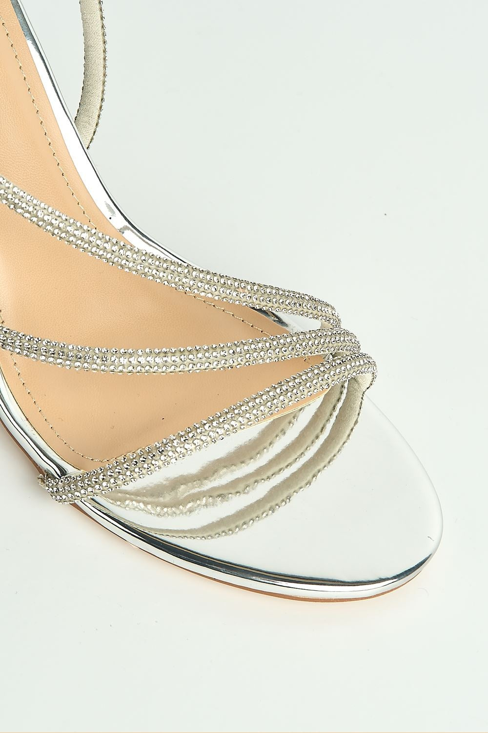 Cady 3 Diamante Band Stiletto Heeled Sandals in Silver