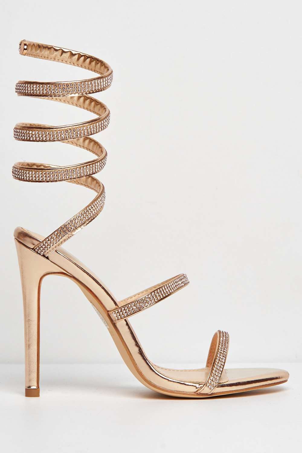 Miss Diva Rose Gold Hellena Diamante Sandals