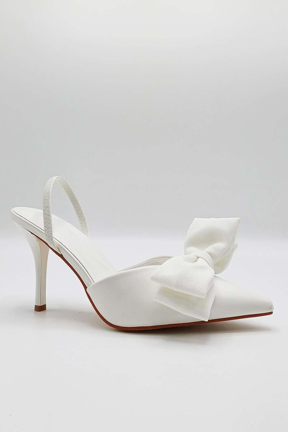 Jaycee Bow Detail Slingback Court Shoes in White