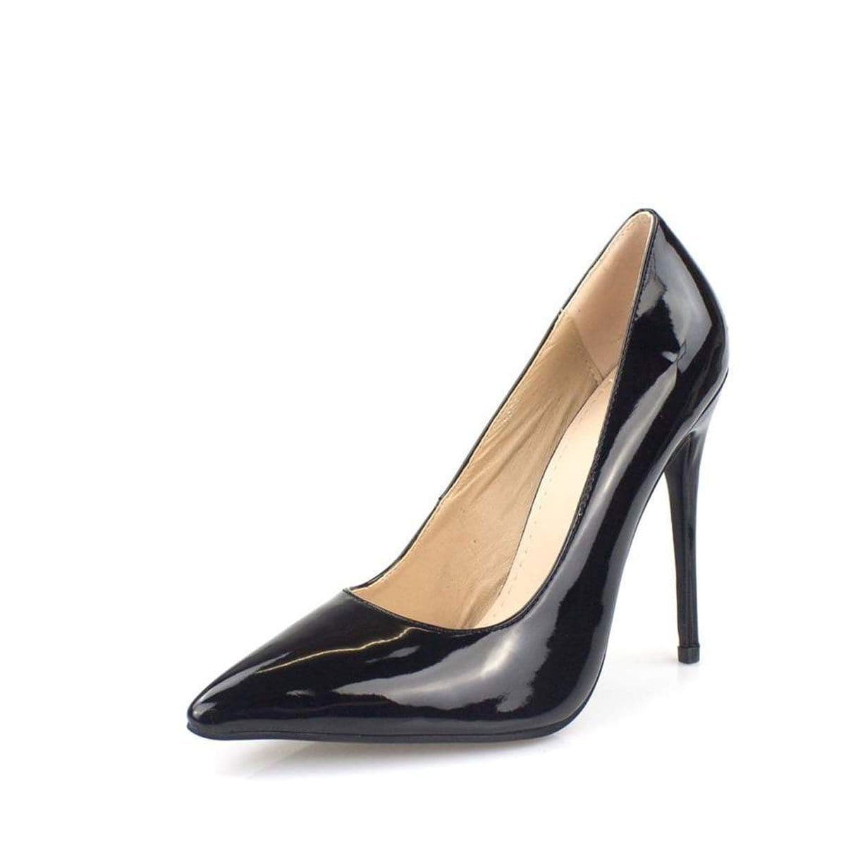 Miss Diva Mila High Stiletto Heel Court Shoe In Black Patent