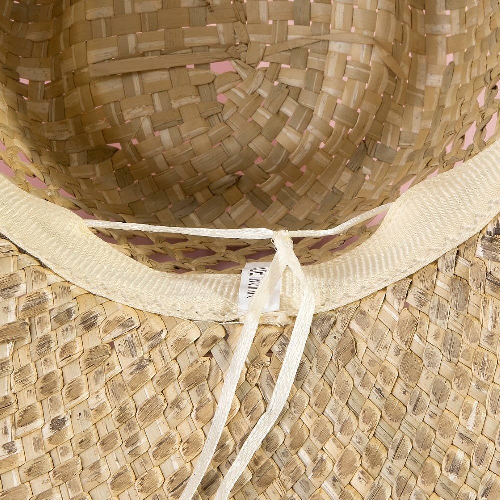 Straw Basket Rope Strap Western Cowboy Hat: NATURAL