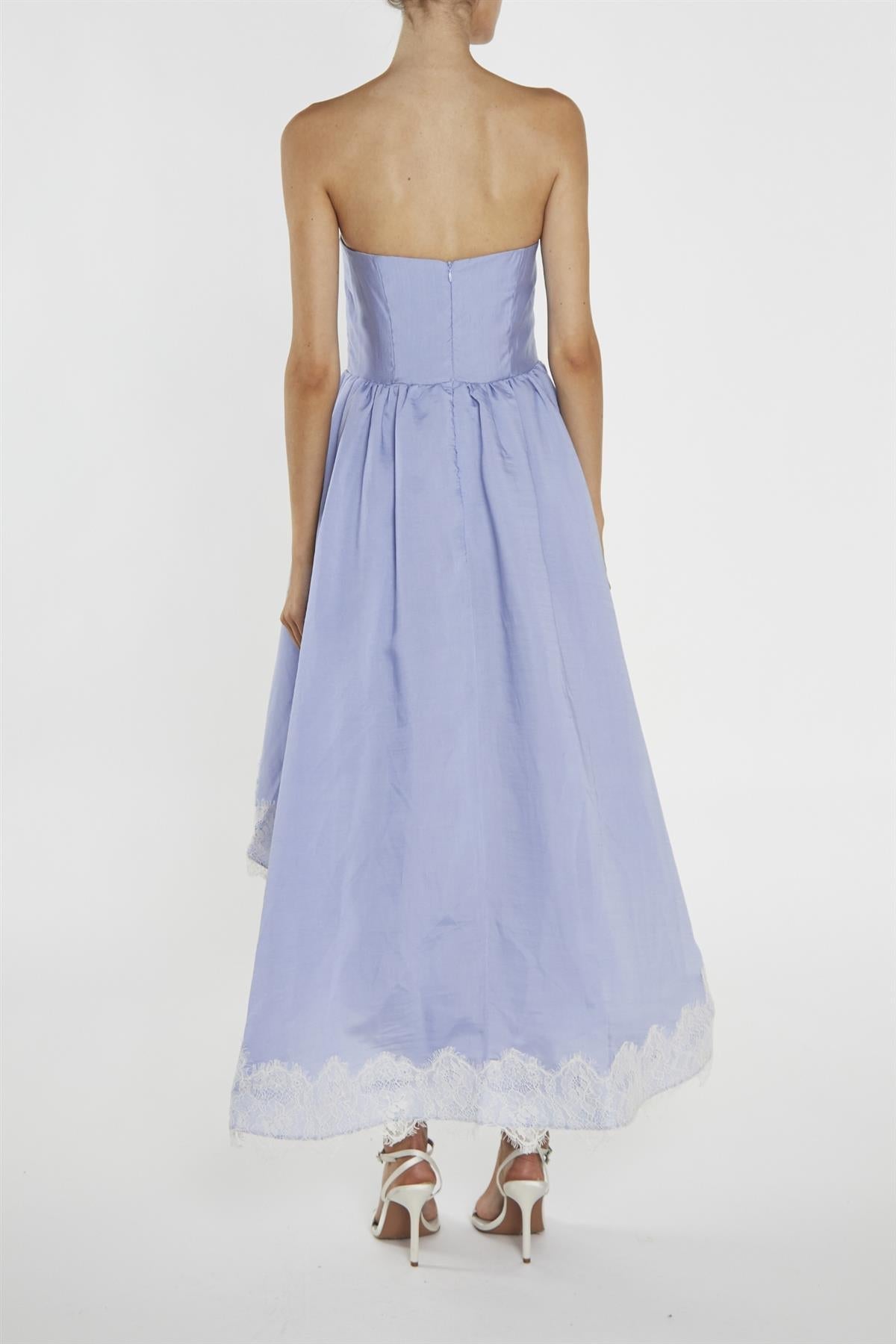 Palmer Cornflower-Blue Strapless Hi-Low Dress-image-2