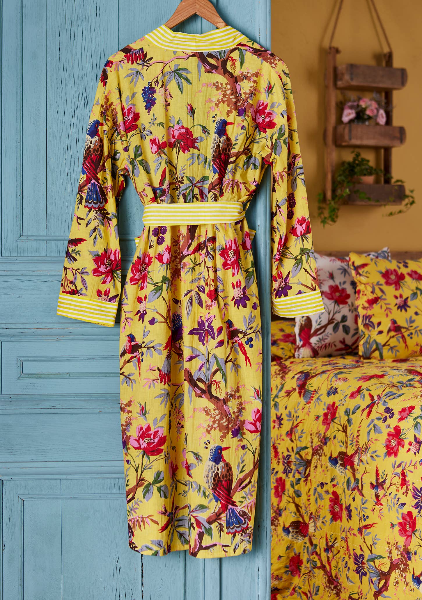 Soul Of Sita Bird Of Paradise Dressing Gown - Yellow: Small/Medium(Sm)