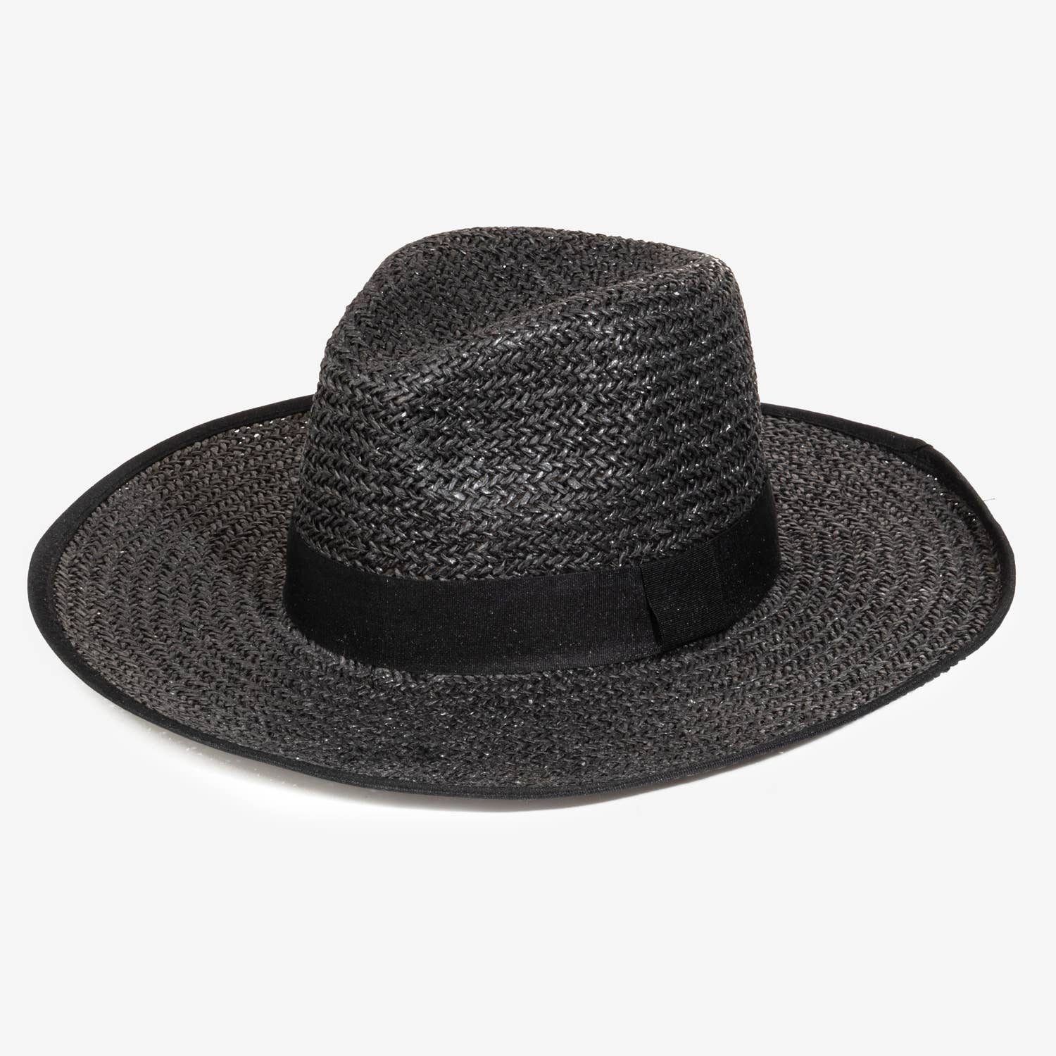 Soul Of Sita Straw Braided Ribbon Band Fedora Hat: Bk