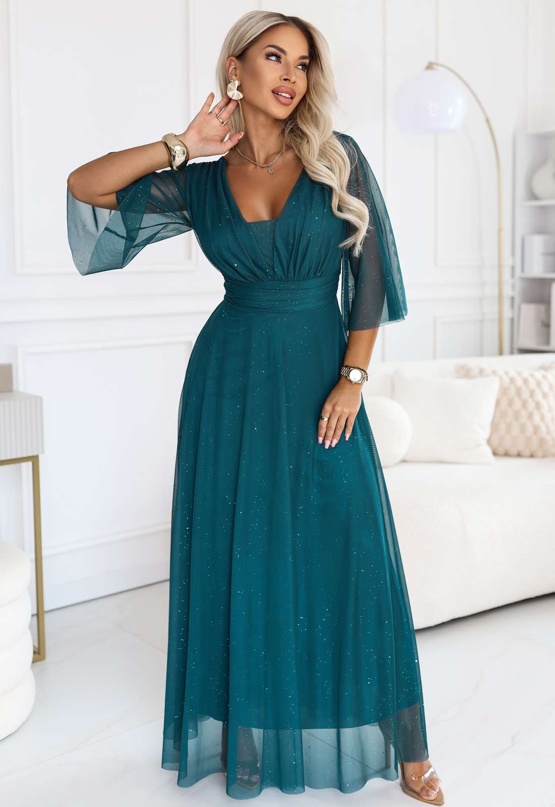 LBD Exclusive Green Solenne Maxi Dress