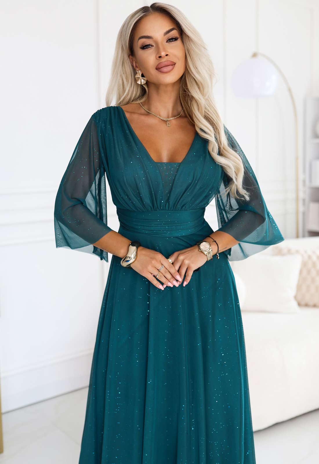 LBD Exclusive Green Solenne Maxi Dress
